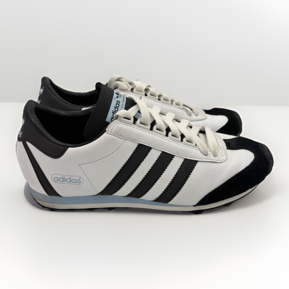VTG Adidas Shoes Nite jogger + Sneakers Suede Toe Women Sz‎ 8 Black White Blue